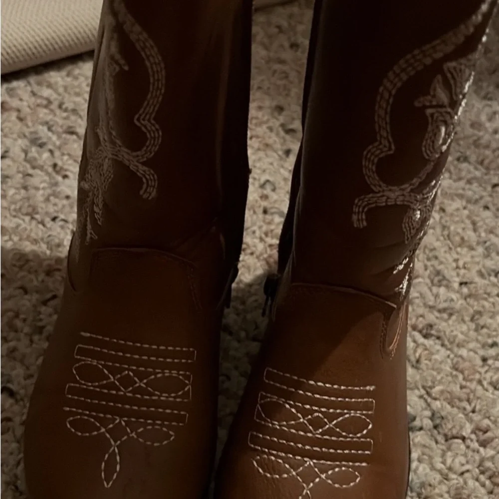 Brown Western Boots with White Stitching girls size 12 - 3 for $20